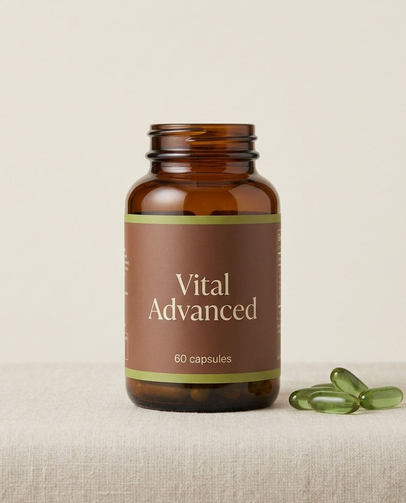 Vital Advanced doplněk stravy – lahvička s kapsulemi